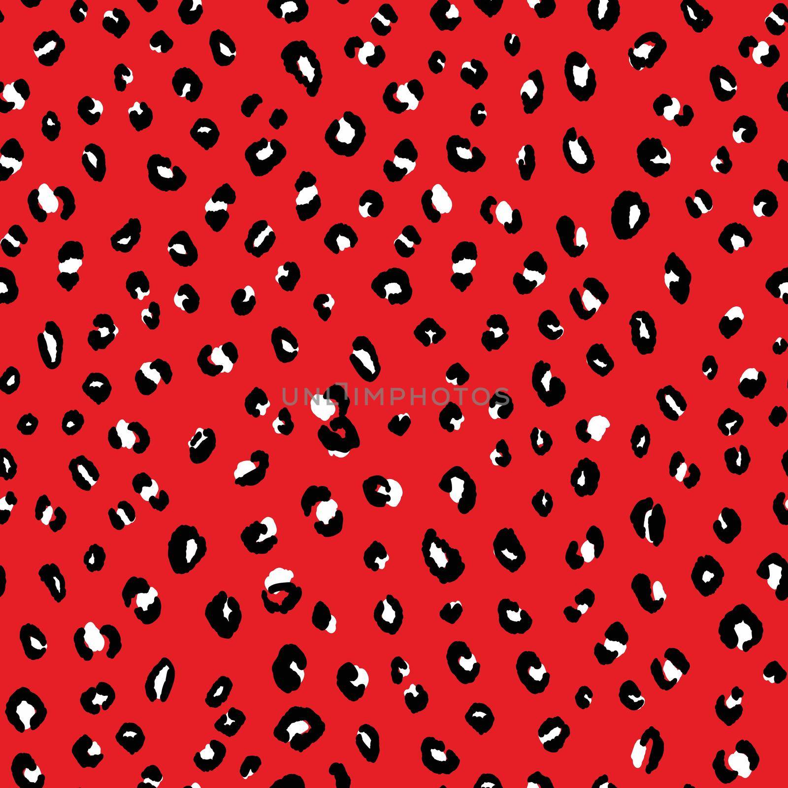 Abstract modern leopard seamless pattern. Animals trendy background. Red and black decorative vector stock illustration for print, card, postcard, fabric, textile. Modern ornament of stylized skin by allaku