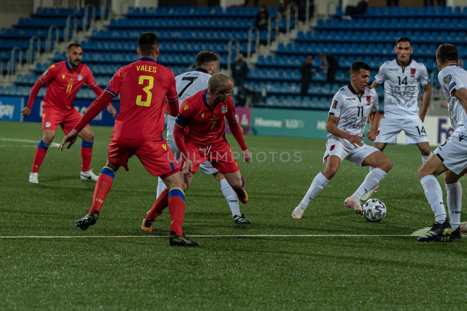 Andorra La Vella, Andorra : 2021 March 25 : Players in action  in the Qatar 2022 World Cup Qualifying match.