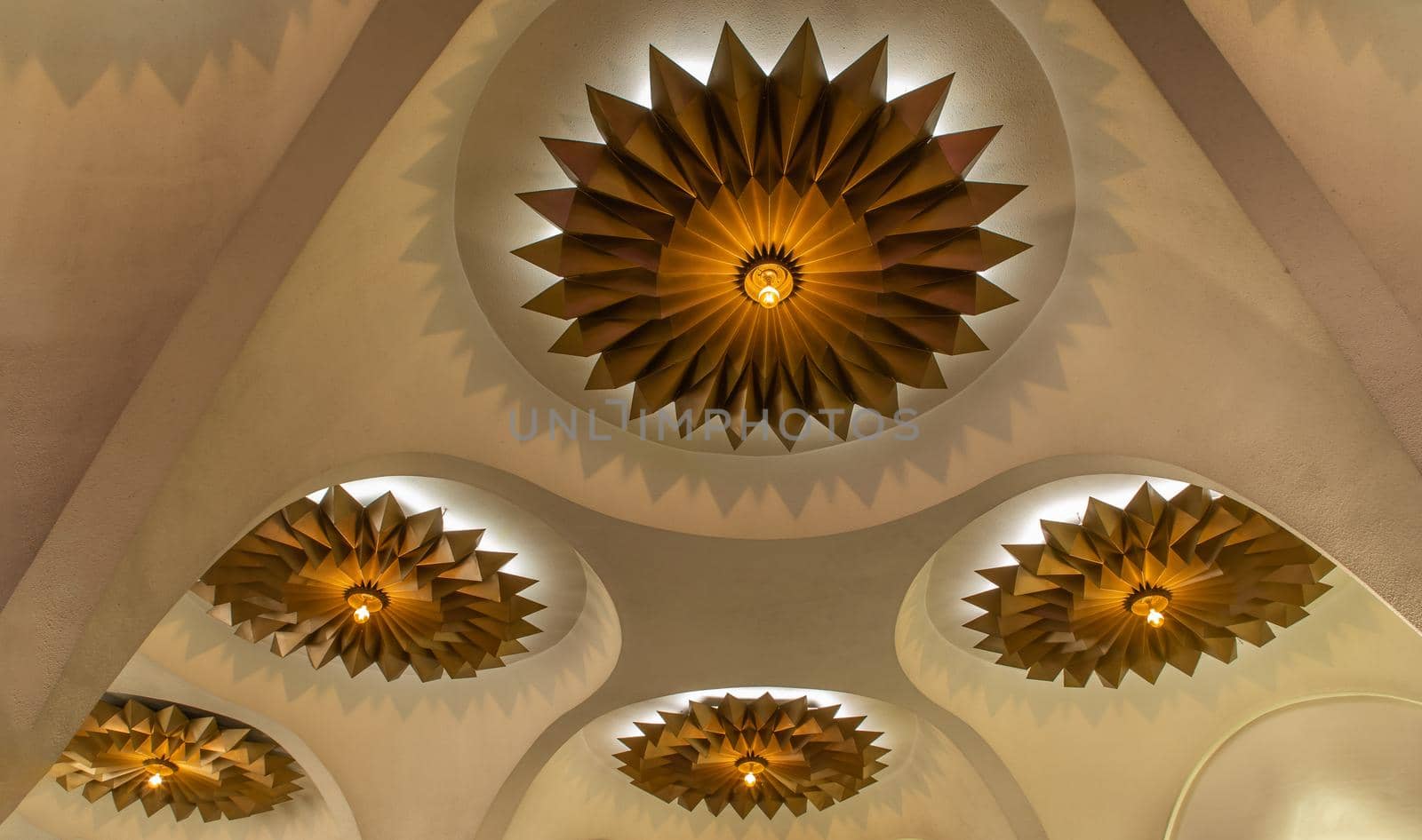 Bangkok, Thailand, Jul 03, 2020 : Beautiful interior design with Ceiling lamp in Scala cinema at Siam Square. Cultural entertainment.