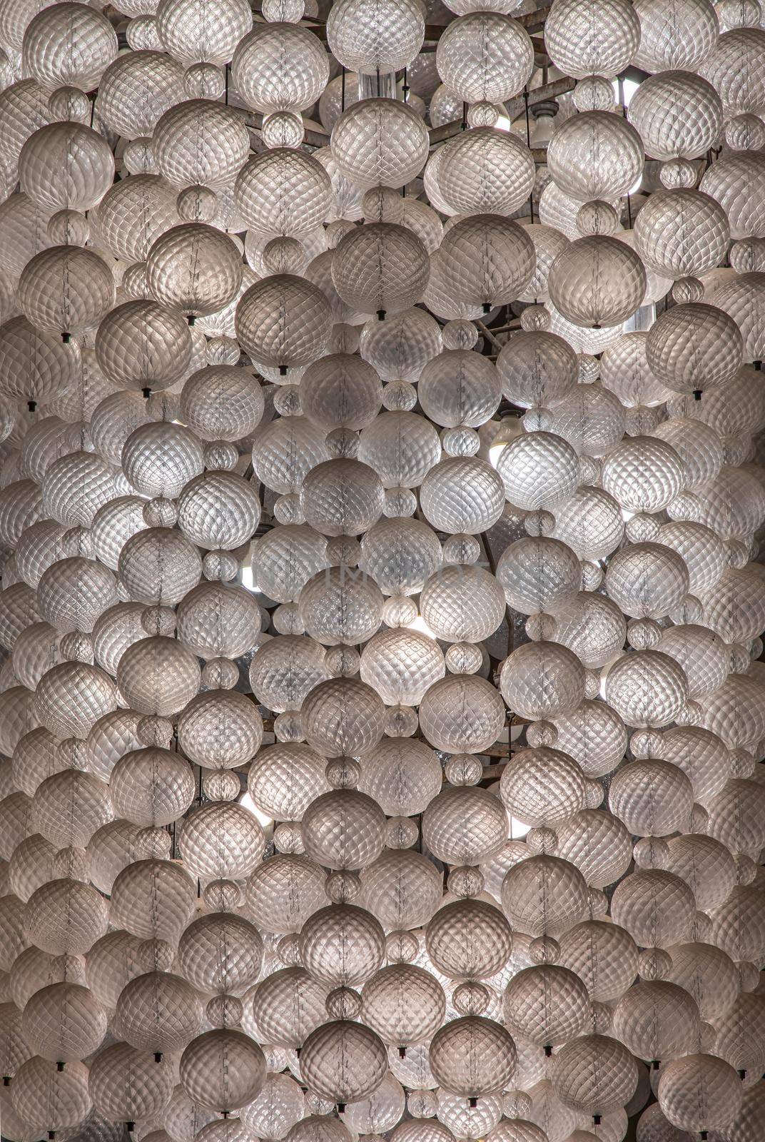 Close-up shot of White gorgeous vintage chandelier decoration.
