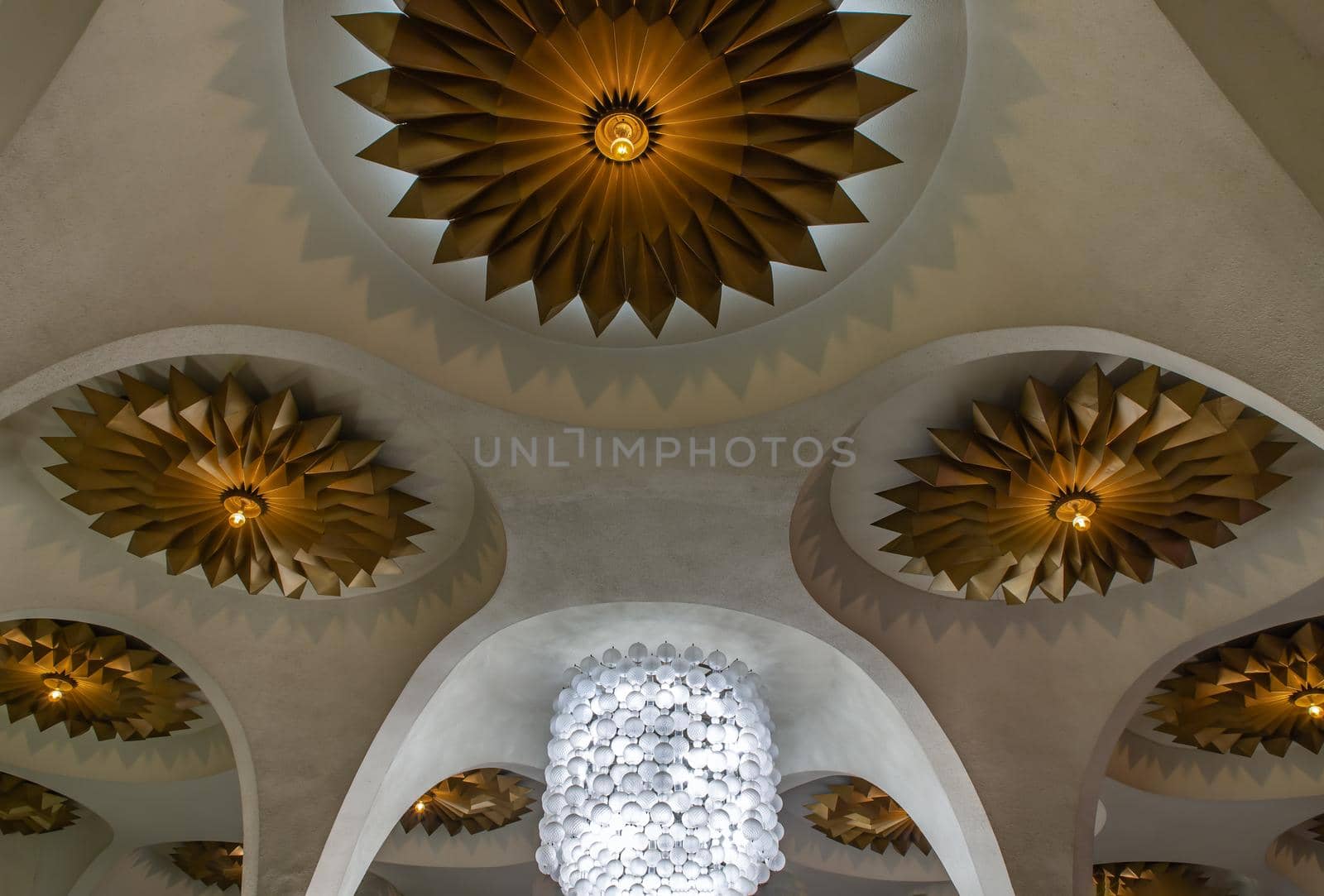 Bangkok, Thailand, Jul 03, 2020 : Beautiful interior design with Ceiling lamp in Scala cinema at Siam Square. Cultural entertainment.