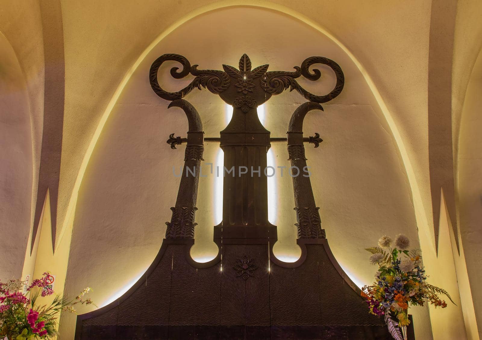 Bangkok, Thailand, Jul 03, 2020 : Beautiful interior design in Scala cinema theater at Siam Square in the night. Cultural entertainment.