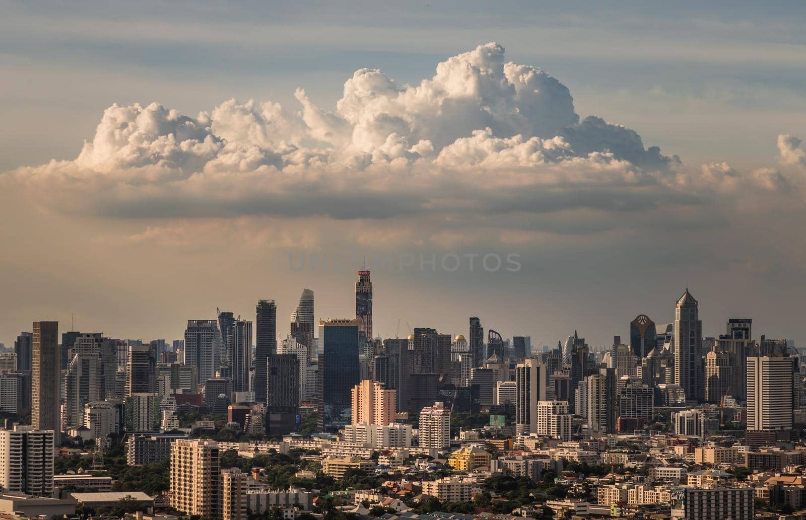 Bangkok, Thailand - Jul 27, 2020 : City view of Bangkok afternoon creates energetic feeling to get ready for the day waiting ahead. Selective focus.