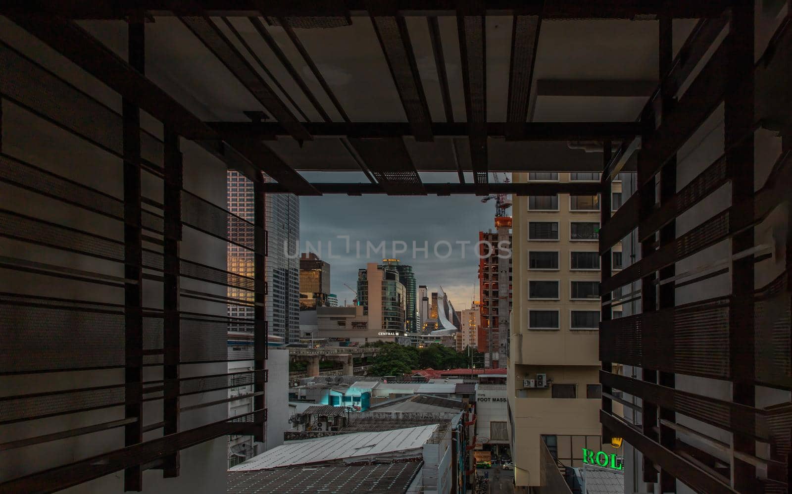 Bangkok, Thailand - Aug 27, 2020 : Bangkok beautiful skyscrapers. Bangkok city district office building and center for business in the evening. Selective focus.