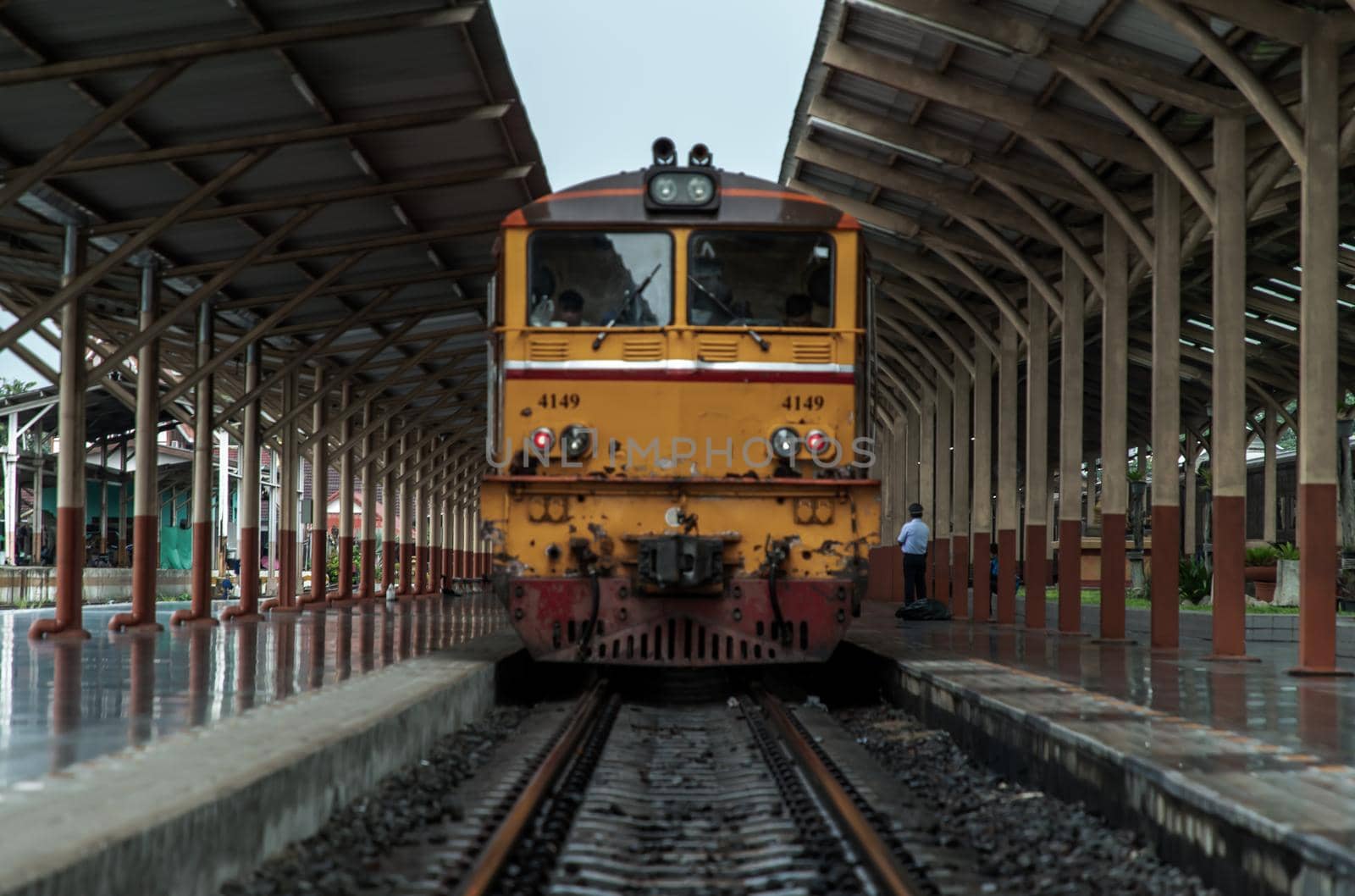 Chiangmai, Thailand - Sep 08, 2020 : The train is parked at platform waiting for passengers in Chiang mai railway station. Thailand, No focus, specifically.