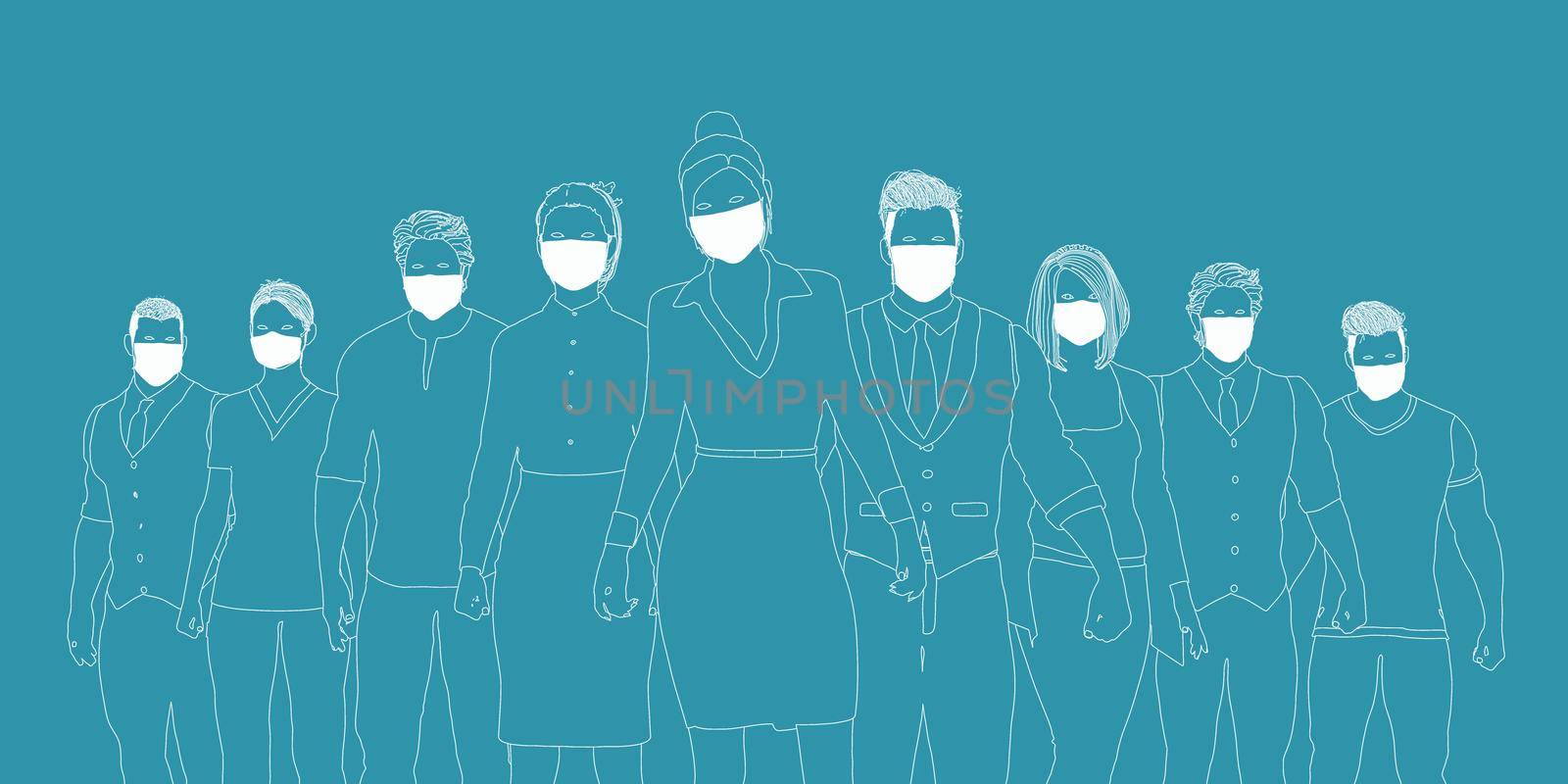 Health Workers Wearing Surgical Mask by kentoh