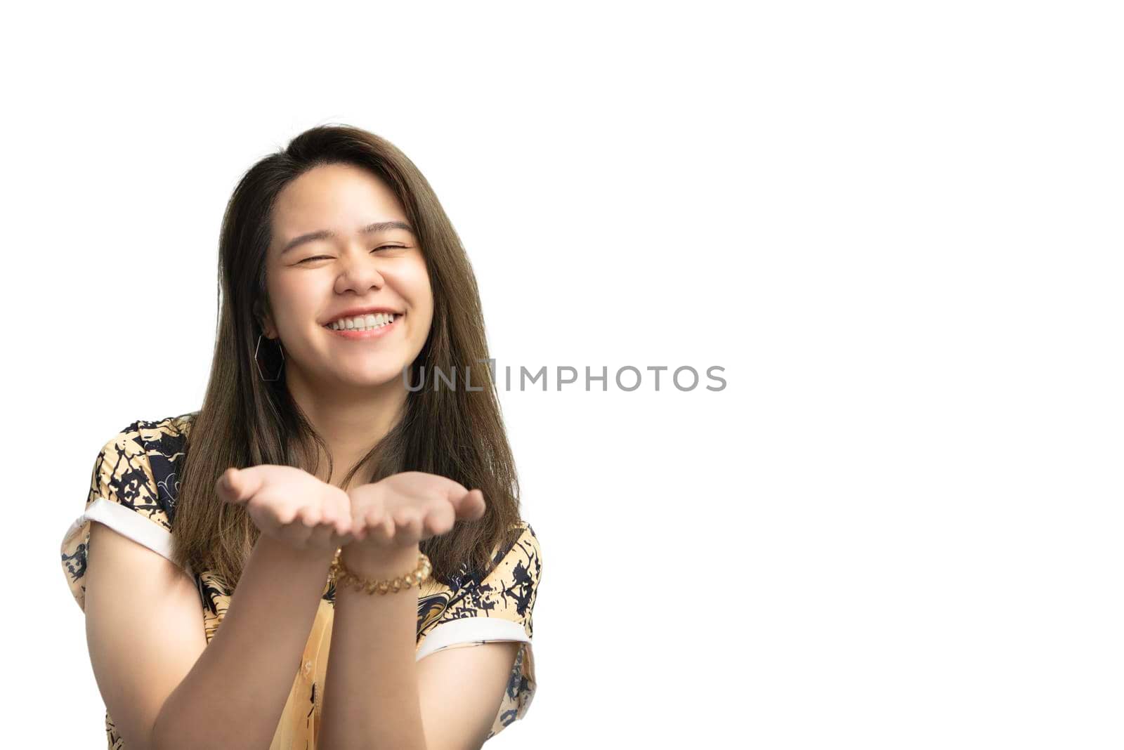 Woman in chinese style open the palm of the hand by PongMoji