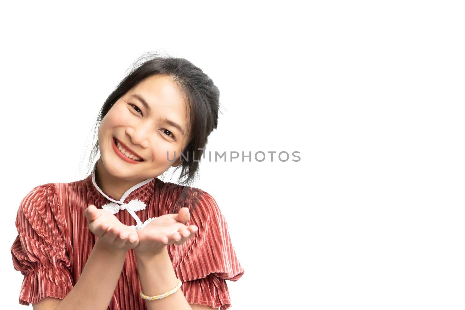 Woman in chinese style open the palm of the hand by PongMoji