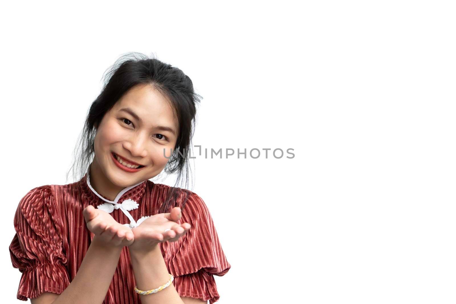 Woman in chinese style open the palm of the hand by PongMoji