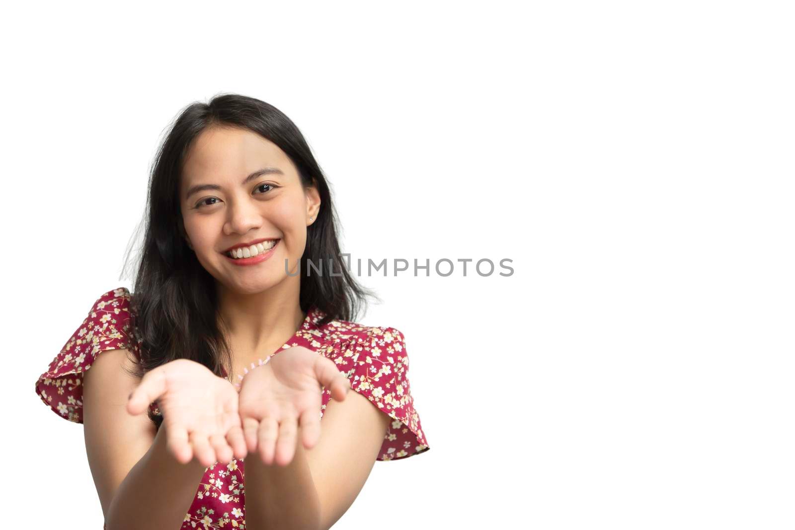 Woman in chinese style open the palm of the hand by PongMoji