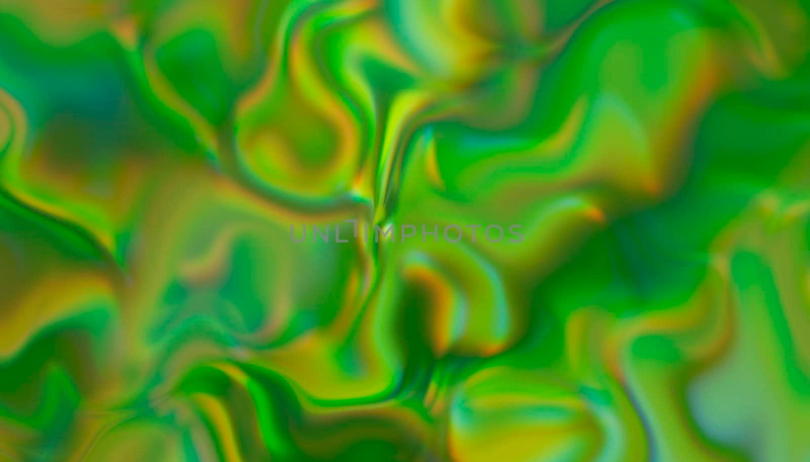 Abstract blurry green background with rainbow highlights.