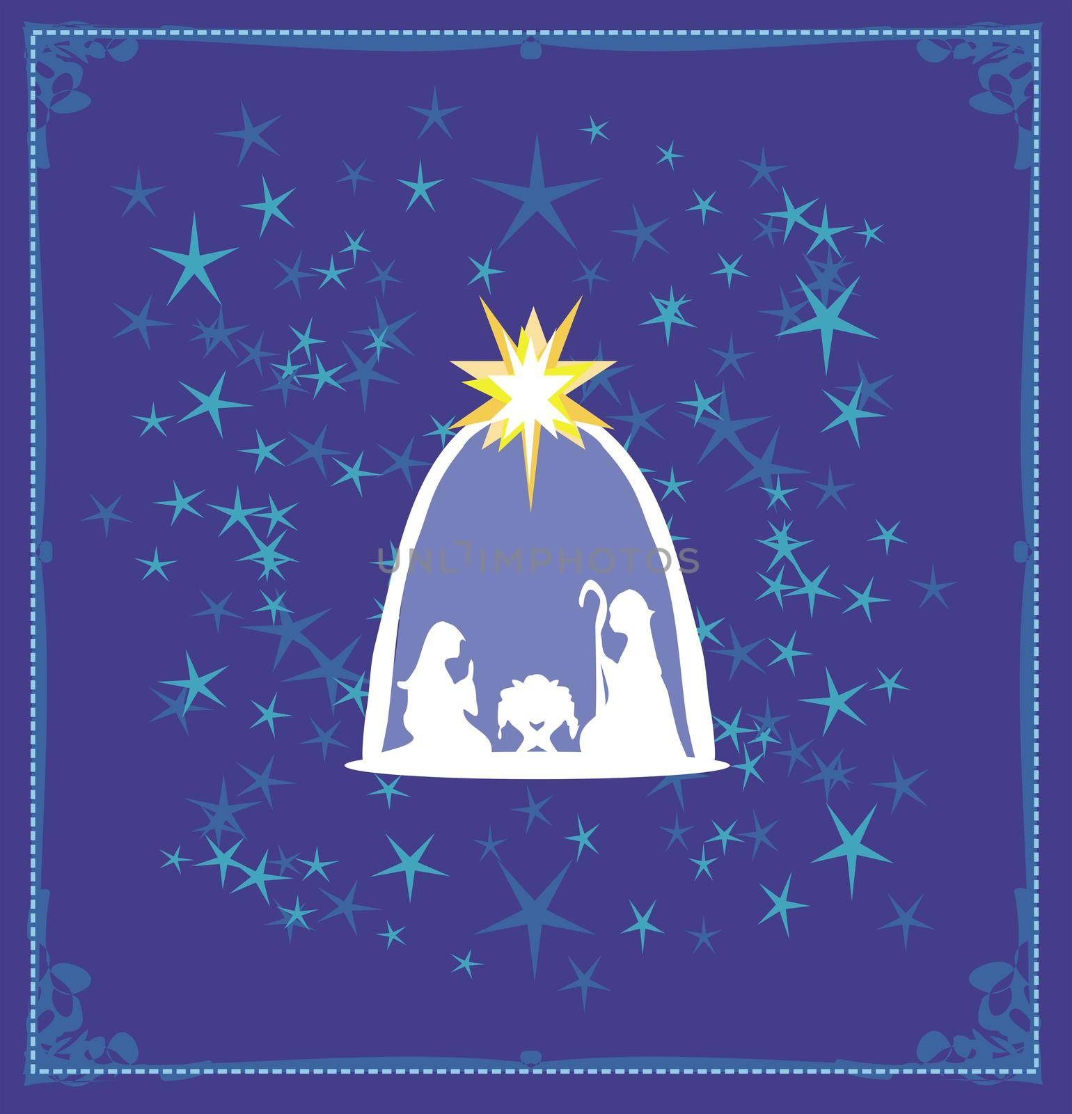 Birth of Jesus in Bethlehem - abstract, artistic card