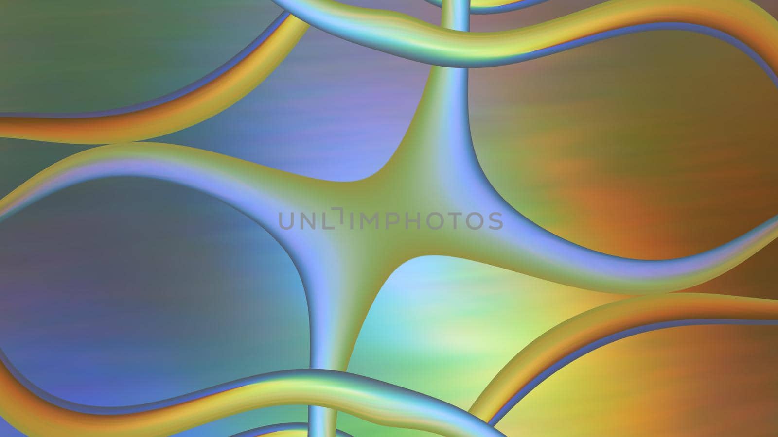 Abstract green neon glowing background with shapes. 3d image, 3d rendering
