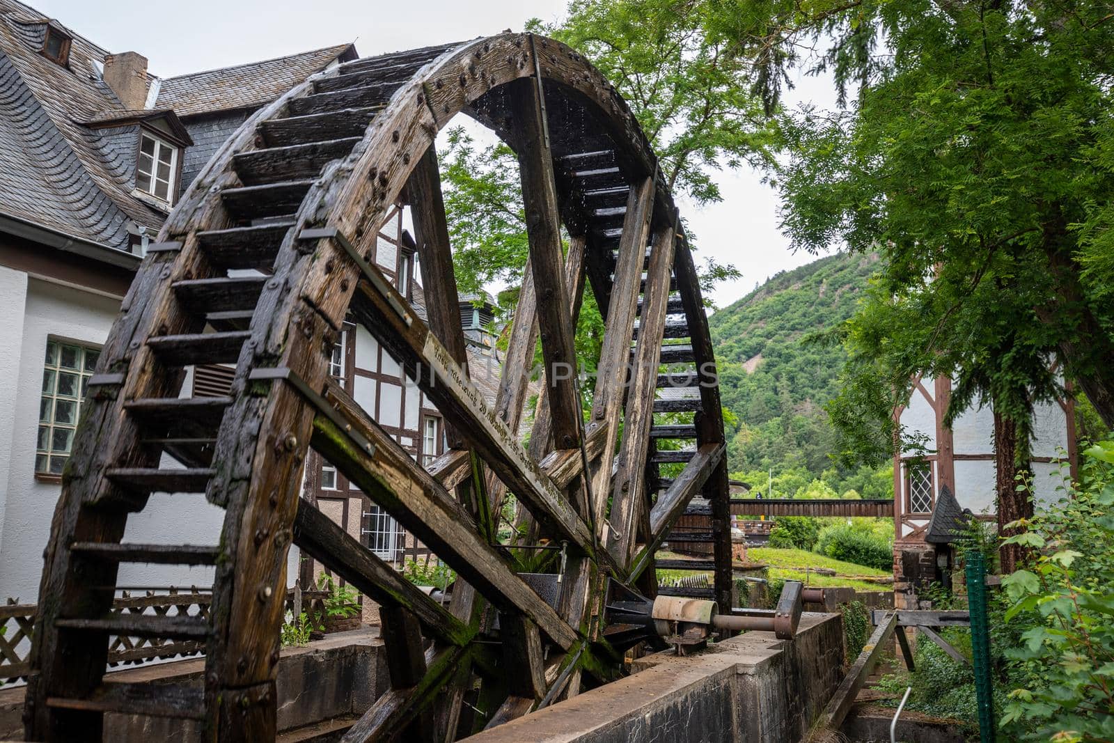Historic water wheel in Bad Muenster am Stein-Ebernburg, Germany