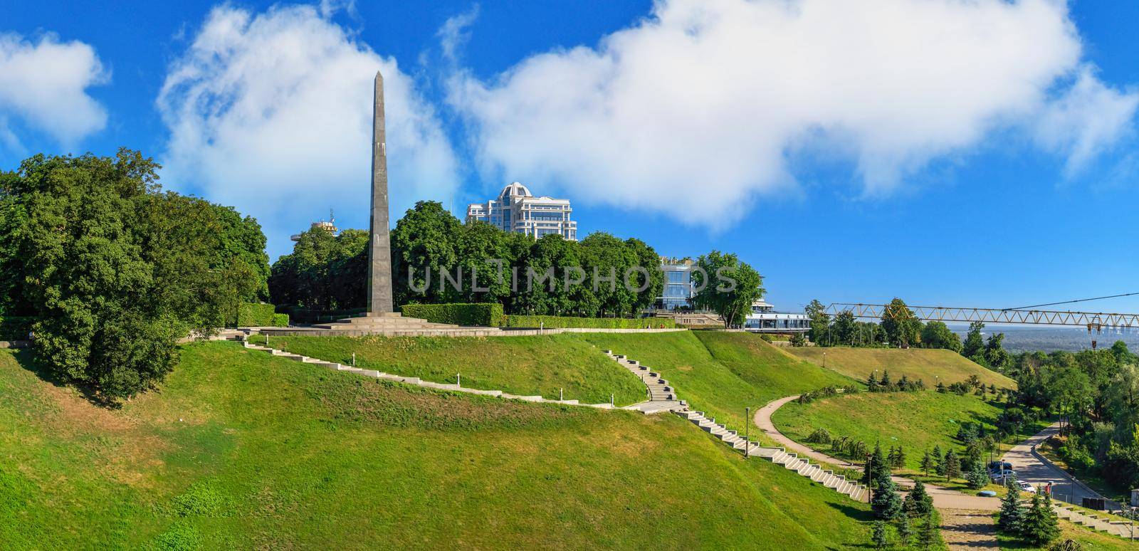 Kyiv, Ukraine 07.11.2020.  Tomb of the Unknown Soldier in the Park of Eternal Glory in Kyiv, Ukraine, on a sunny summer morning