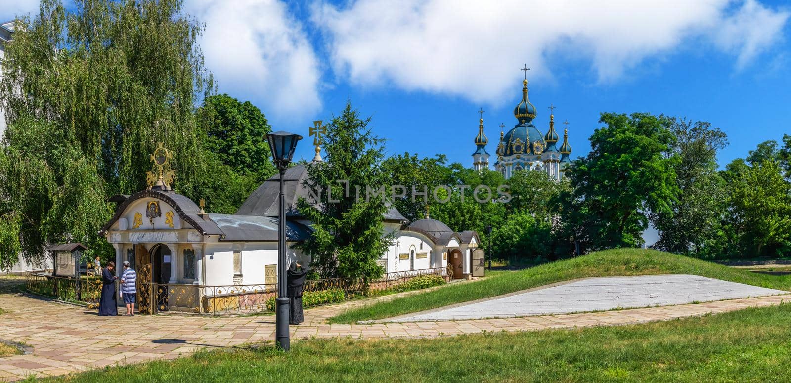 Kyiv, Ukraine 07.11.2020. Church of St. Nicholas of Myra near the Kiev Detinets, Ukraine, on a sunny summer day