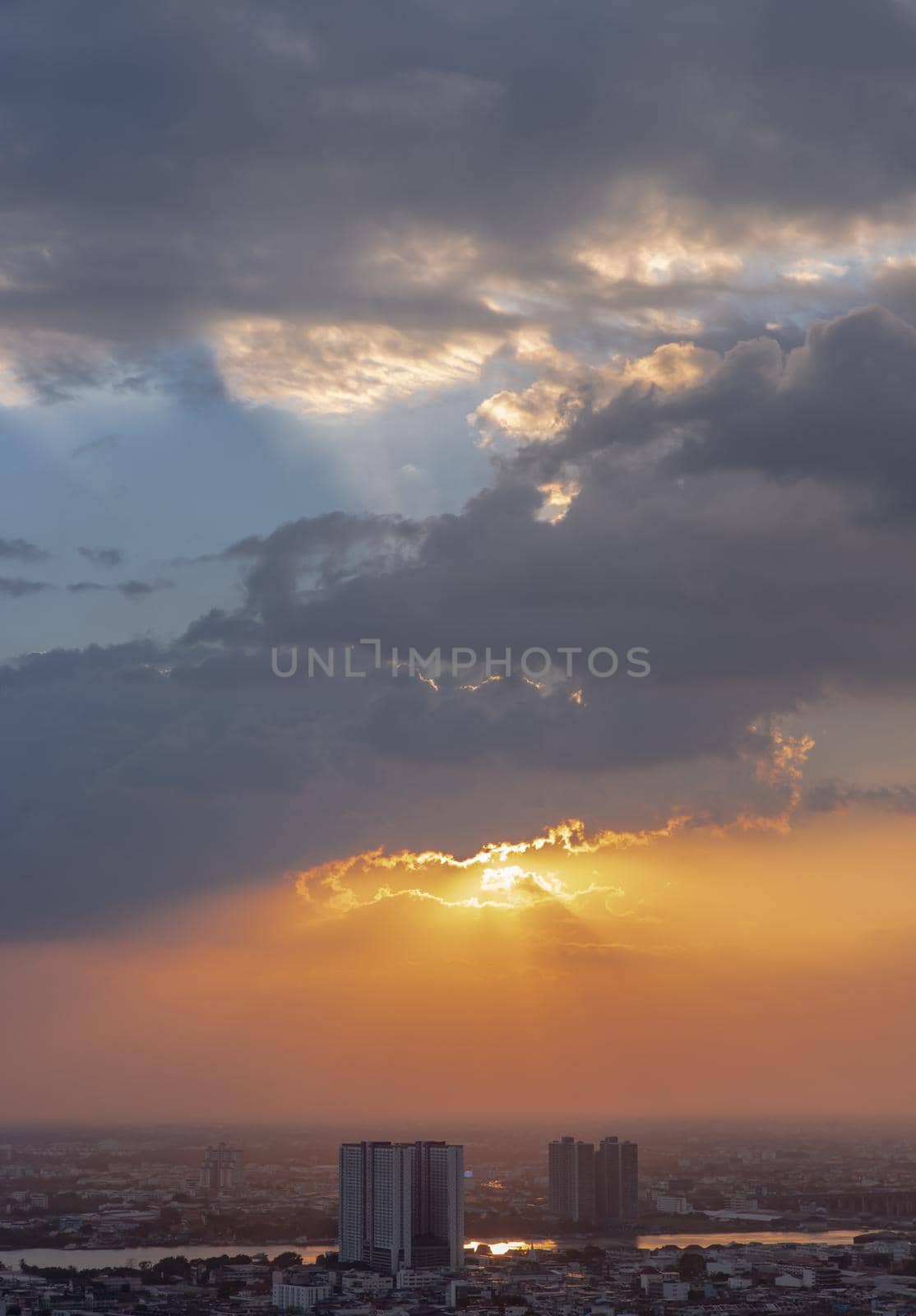 Bangkok, Thailand - Nov 26, 2020 : Beautiful city view of Bangkok Before the sunset creates relaxing feeling for the rest of the day. No focus, specifically.