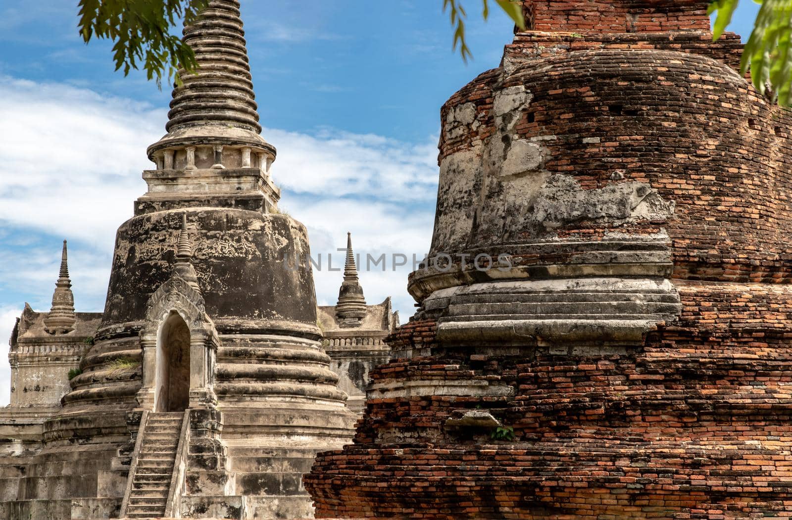 World Heritage Site at Wat Phra Si Sanphet. Ancient city and historical place at Ayutthaya, Thailand, The Ruin of temple. Selective focus.