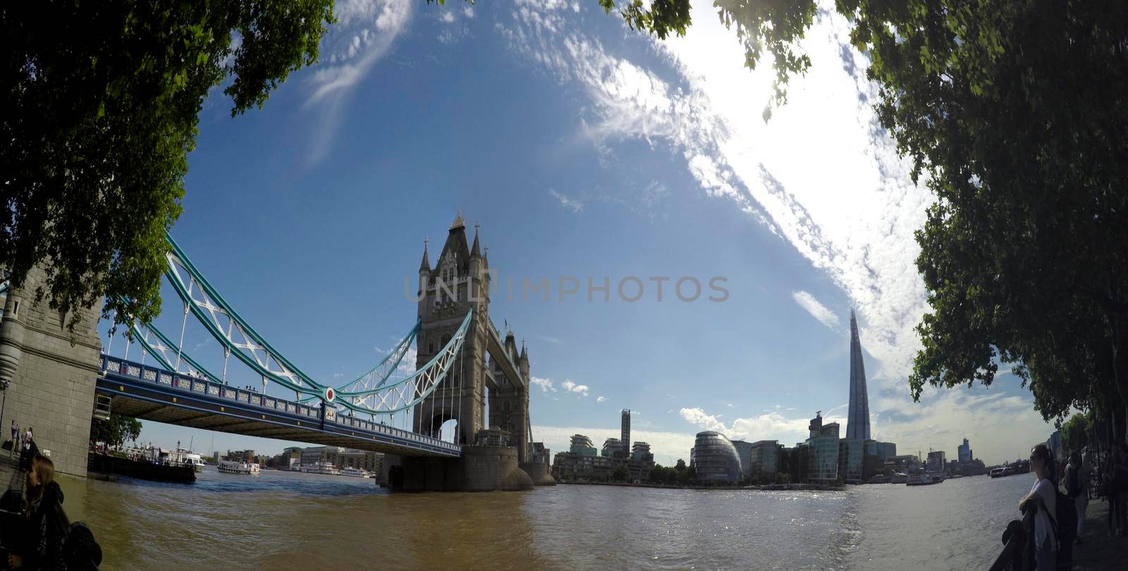 LONDON, UNITED KINGDOM - 27 June, 2017:  Tourist taking pictures of Tower Bridge at sunset in London, UK. by zefart