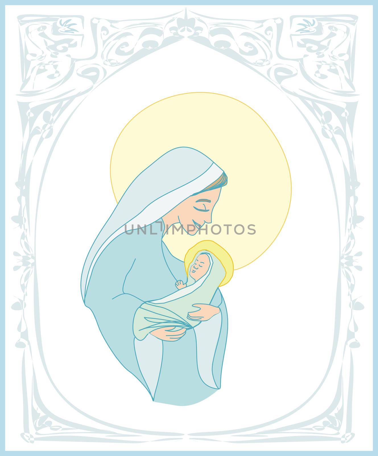 Madonna and child Jesus - Christmas card by JackyBrown