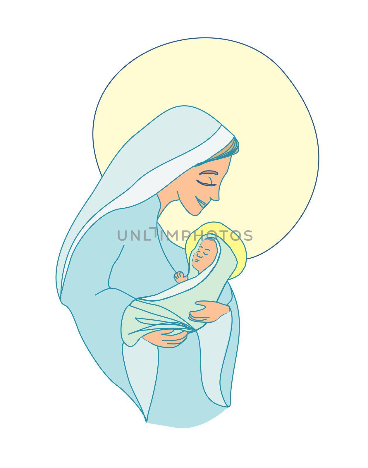 Madonna and child Jesus - isolated characters