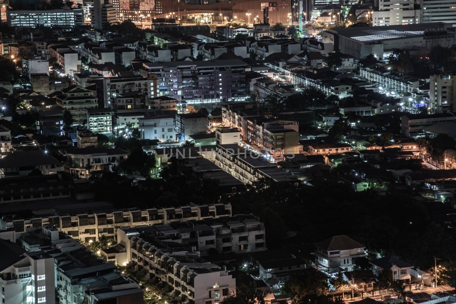 Bangkok, thailand - Oct 18, 2019 : Bangkok cityscape. Bangkok downtown at night view in the business district, Beautiful twilight give the city a modern style.