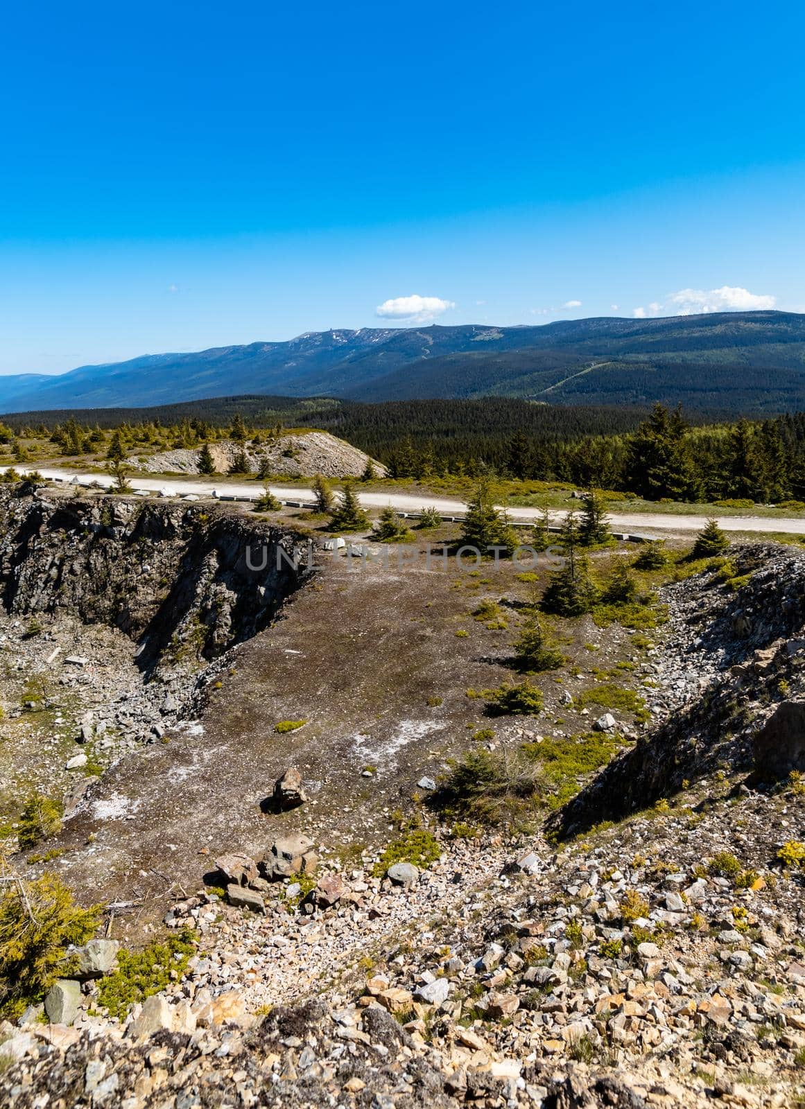 Mountains of Quartz mine Stanislaw at sunny day