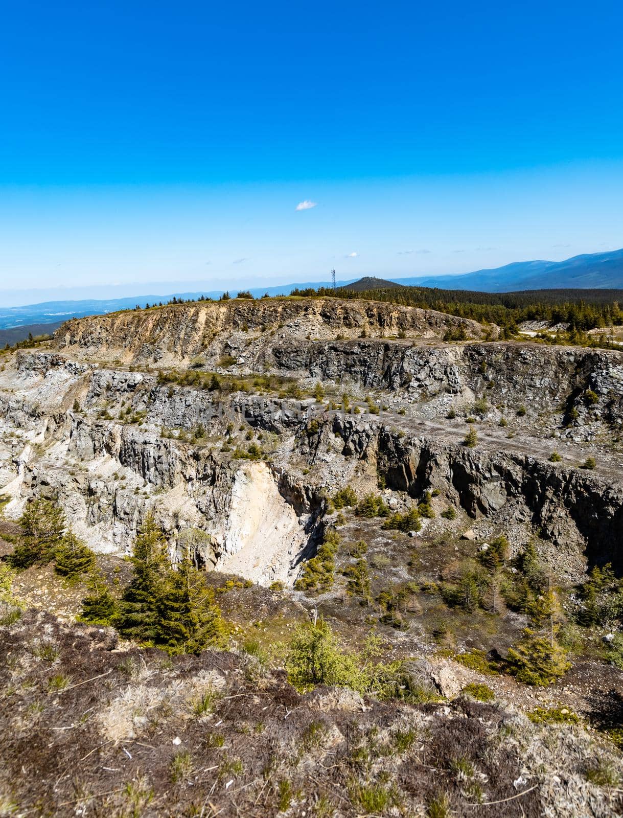 Mountains of Quartz mine Stanislaw at sunny day