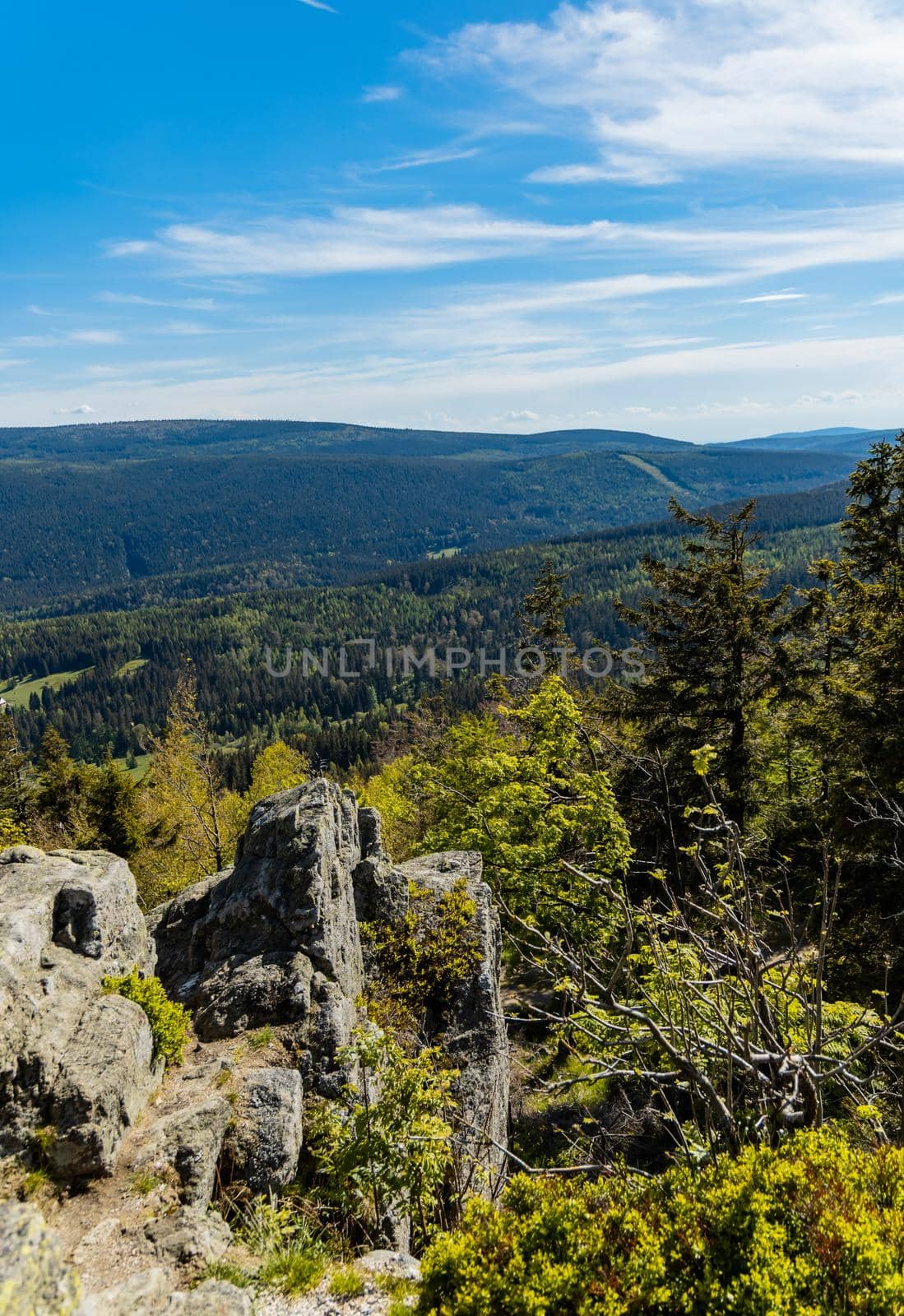 Panorama of Jizera mountains seen from top of big rock by Wierzchu