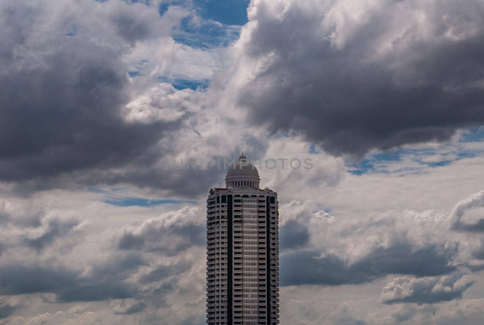 Bangkok, Thailand - 21 Jul 2019 : Afternoon view of Bangkok with skyscrapers in the city There is a backdrop of beautiful sky and clouds.