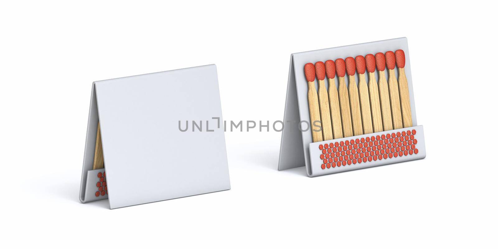 Matchbox template 3D render illustration isolated on white background