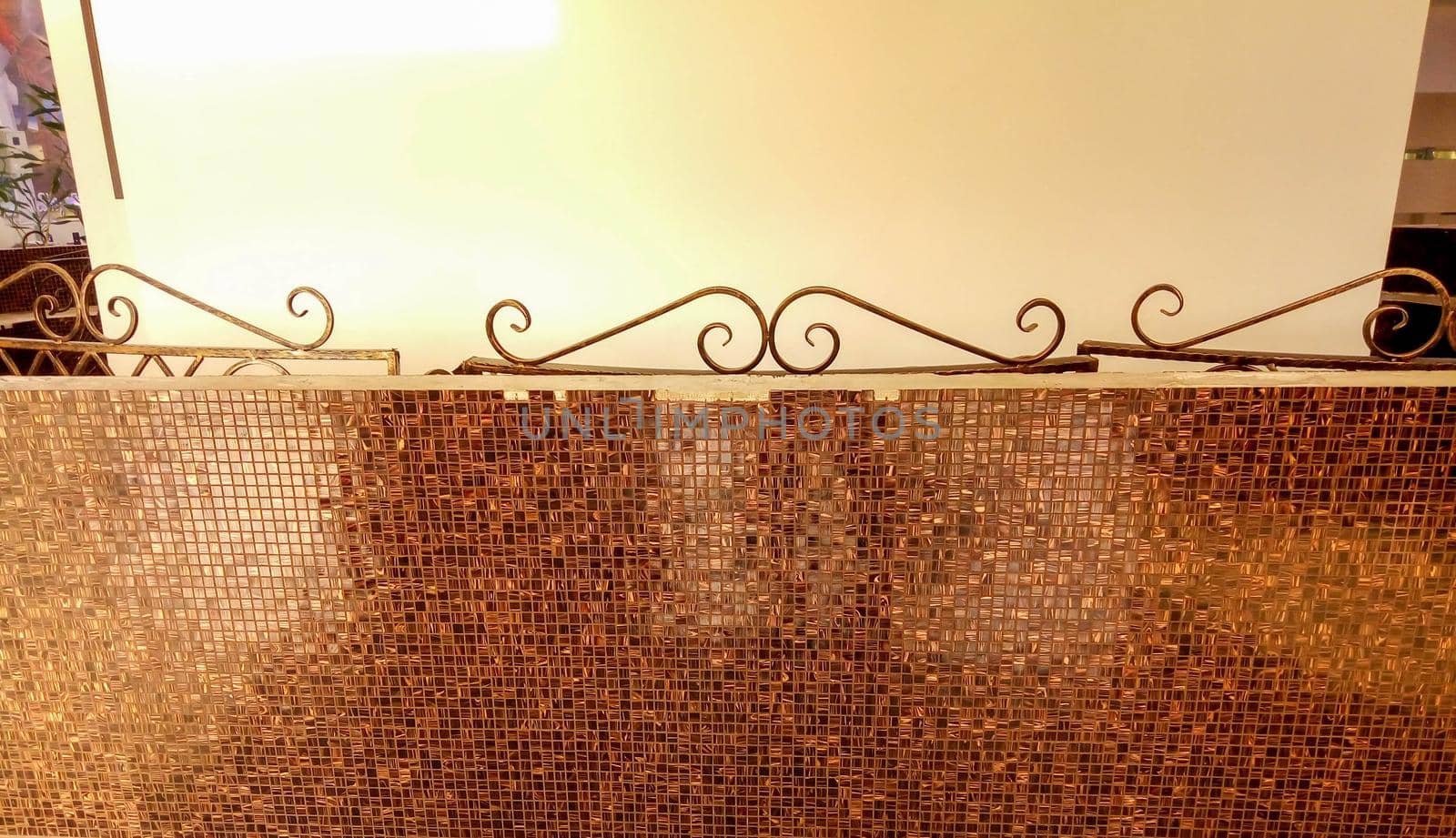 Forged fence elements in a modern building.