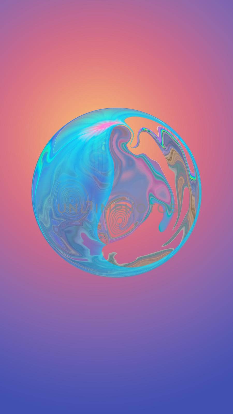 Abstract fantasy background with a blue texture sphere. 3D image, 3d rendering