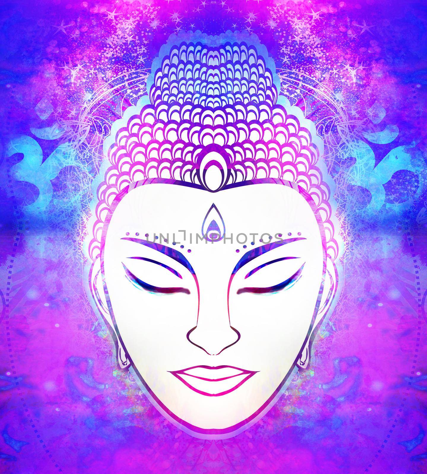 decorative buddha portrait - abstract illustration