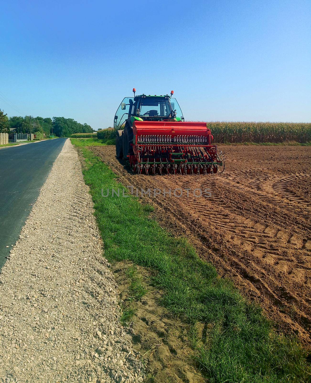 Tractor work the land on a farm