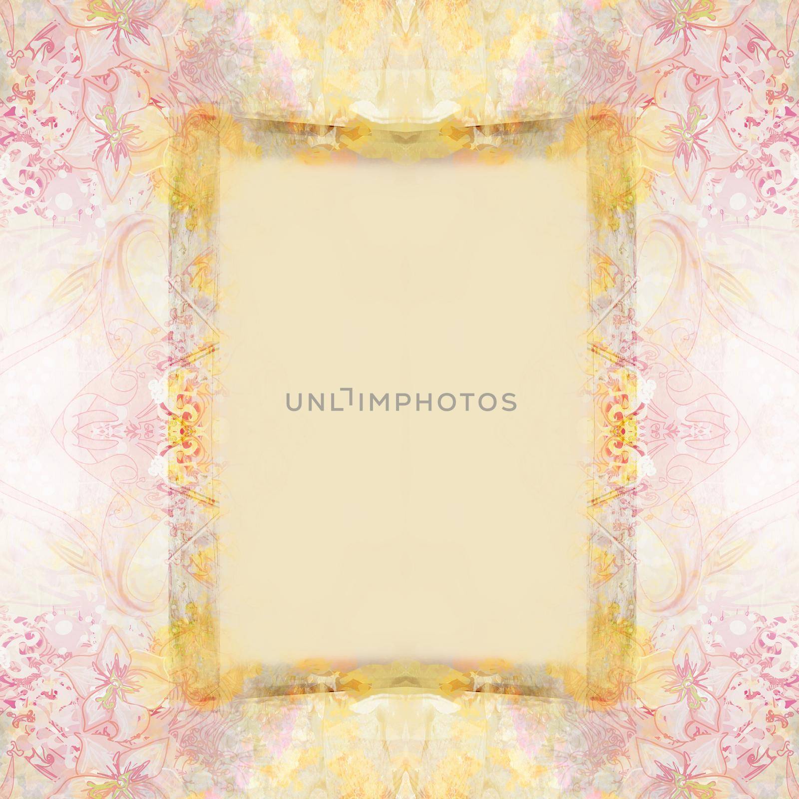 Vintage Grunge Frame For Congratulation With Flowers