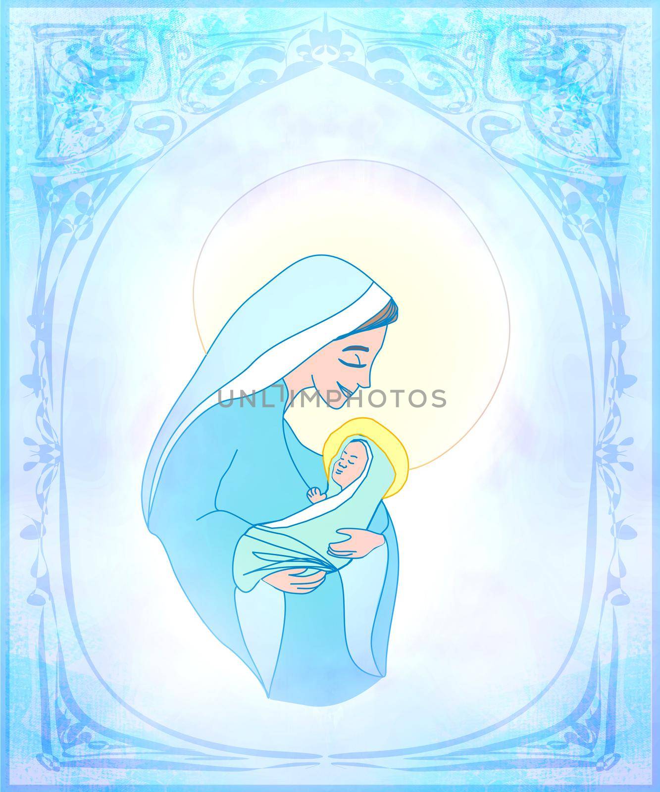 Madonna and child Jesus - Christmas card