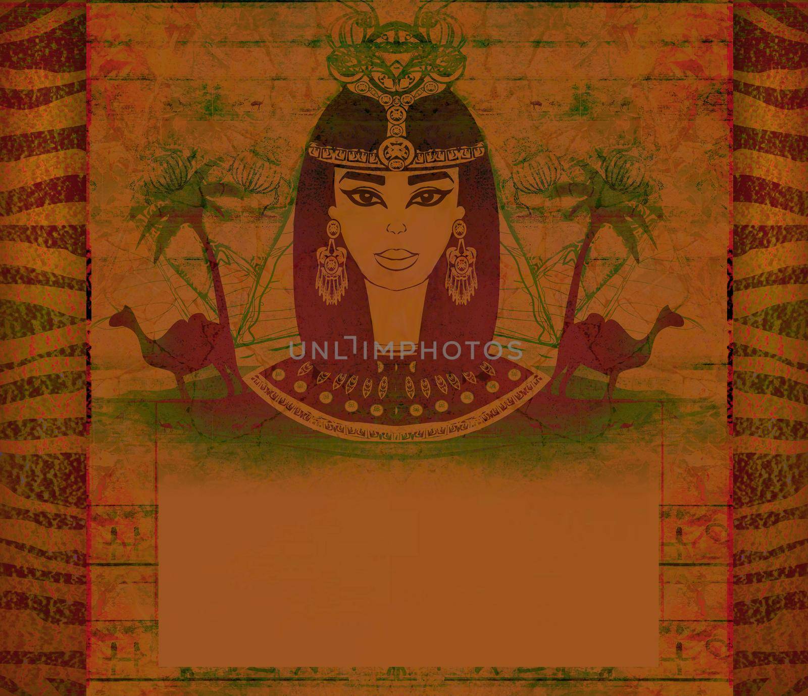 old paper with Egyptian queen - artistic frame