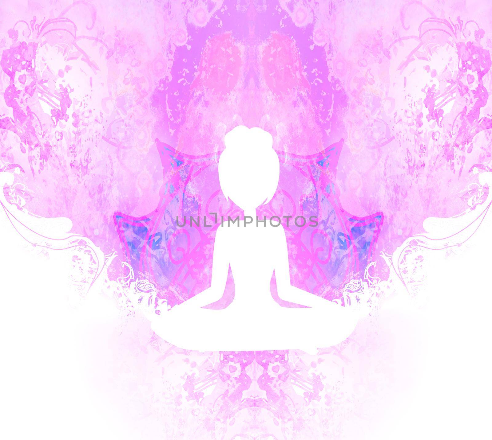 Yoga and Spirituality, abstract ornamental card by JackyBrown