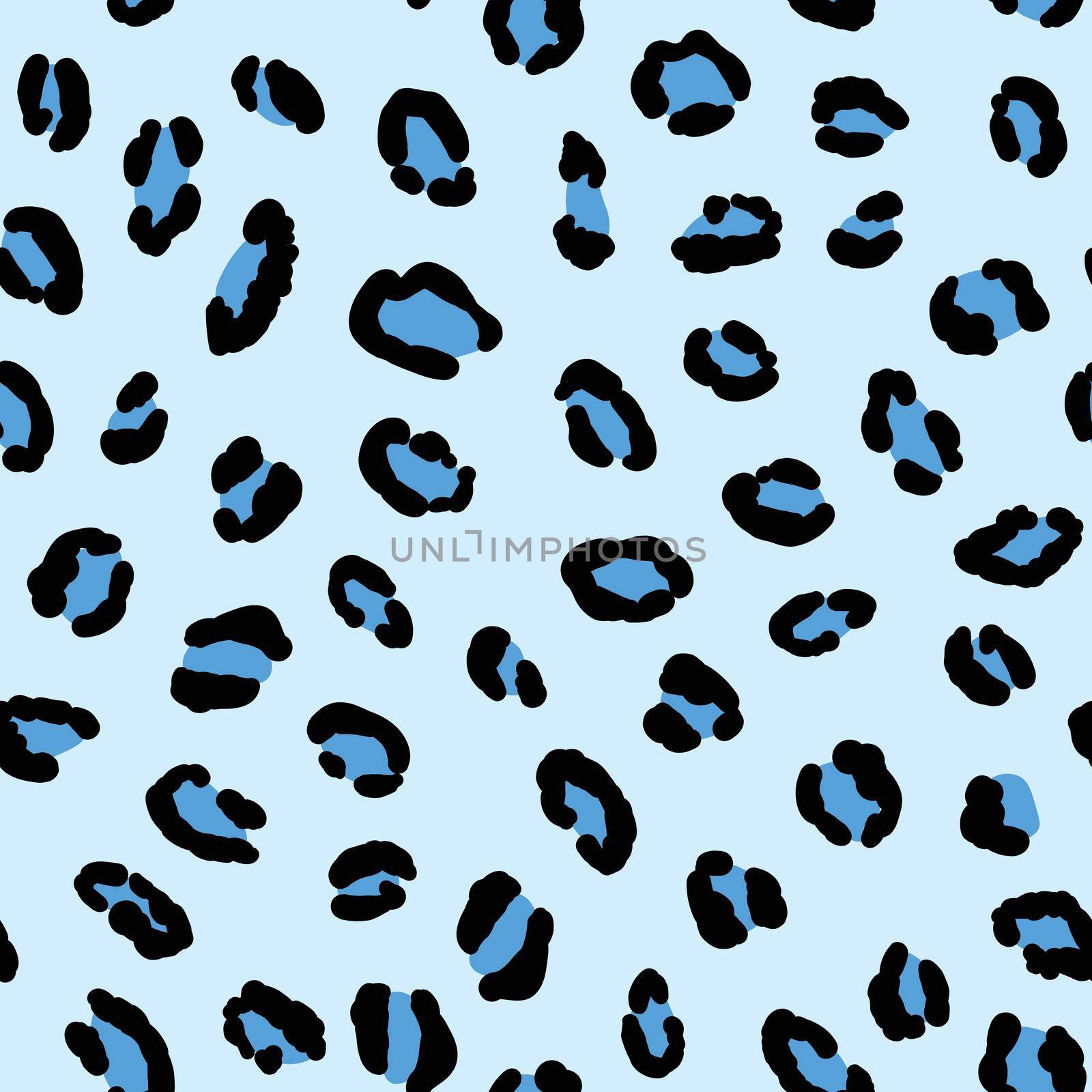 Abstract modern leopard seamless pattern. Animals trendy background. Blue and black decorative vector stock illustration for print, card, postcard, fabric, textile. Modern ornament of stylized skin.