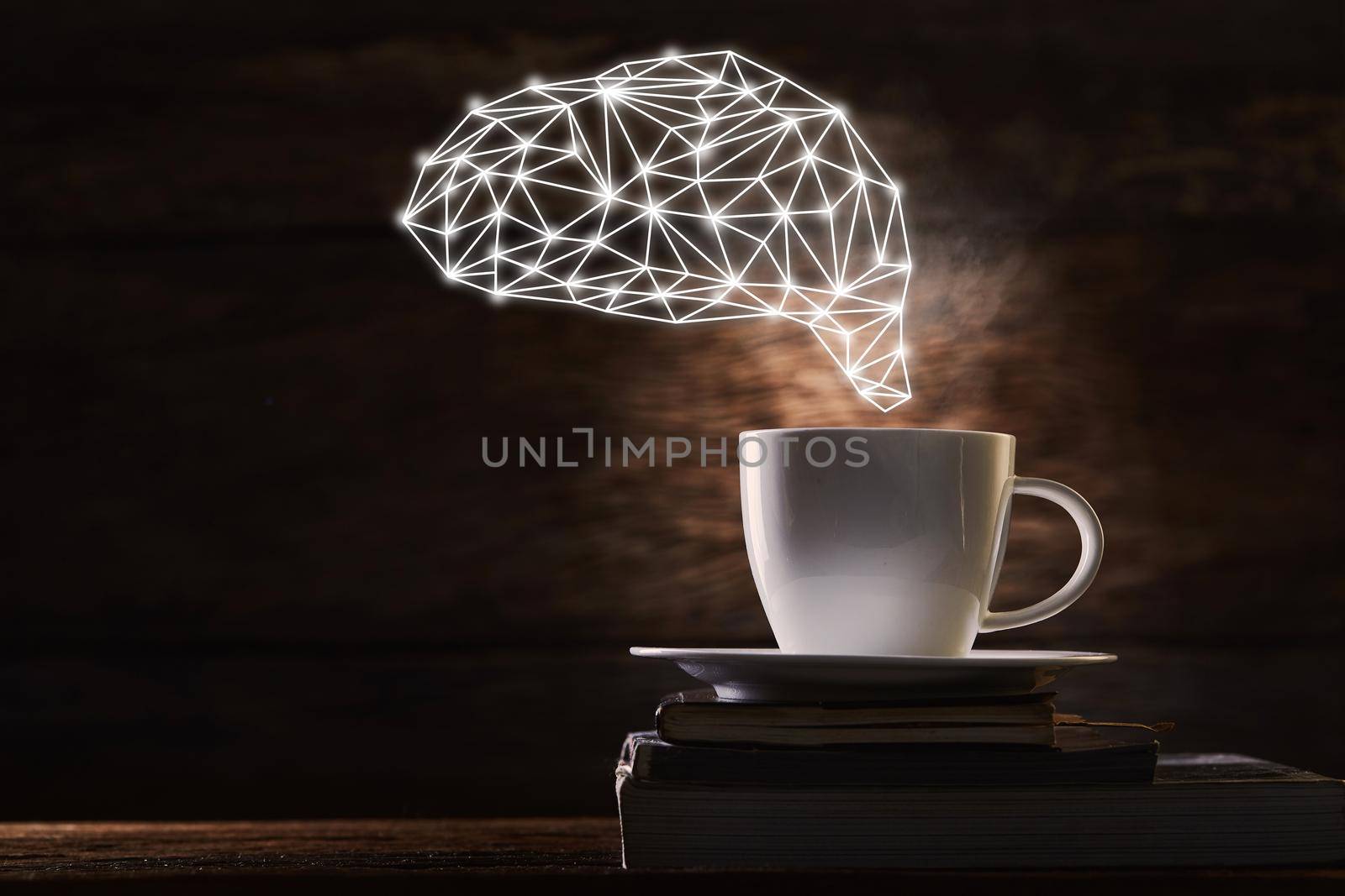 Brain with coffee cup by Wasant