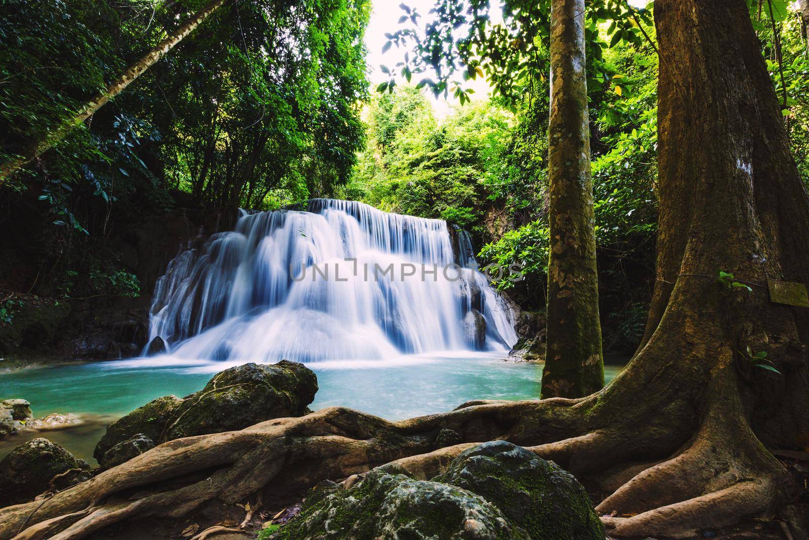 Waterfall Huai Mae Khamin at Khanchanaburi Thailand by Wasant