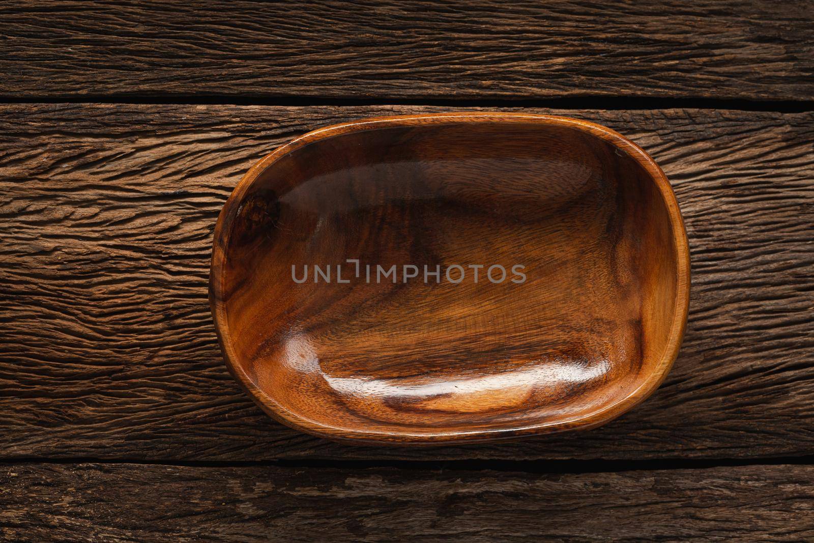 Wood plate on wood background, Top view photo