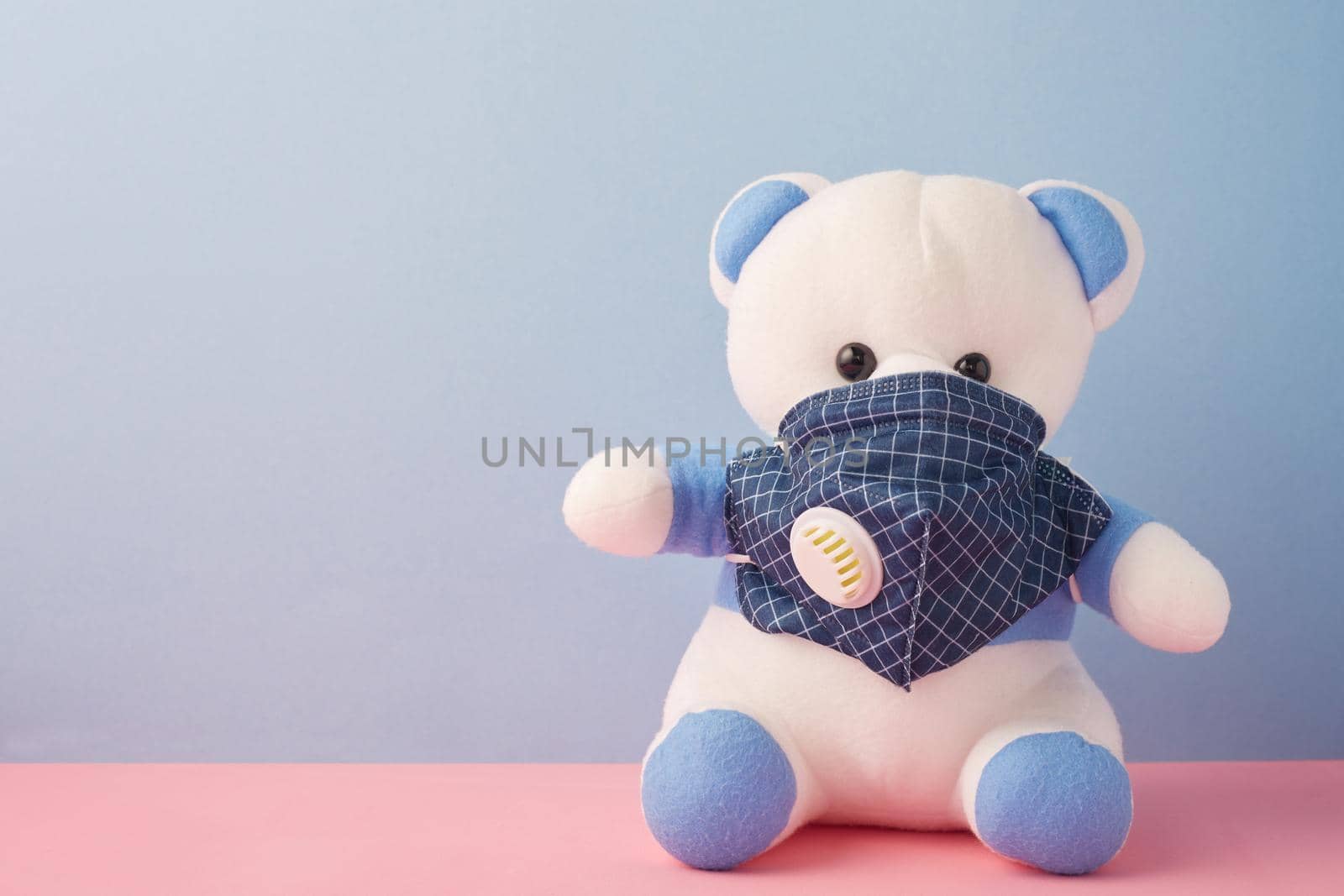 Virus masked bear toy with healthy protection  concept
