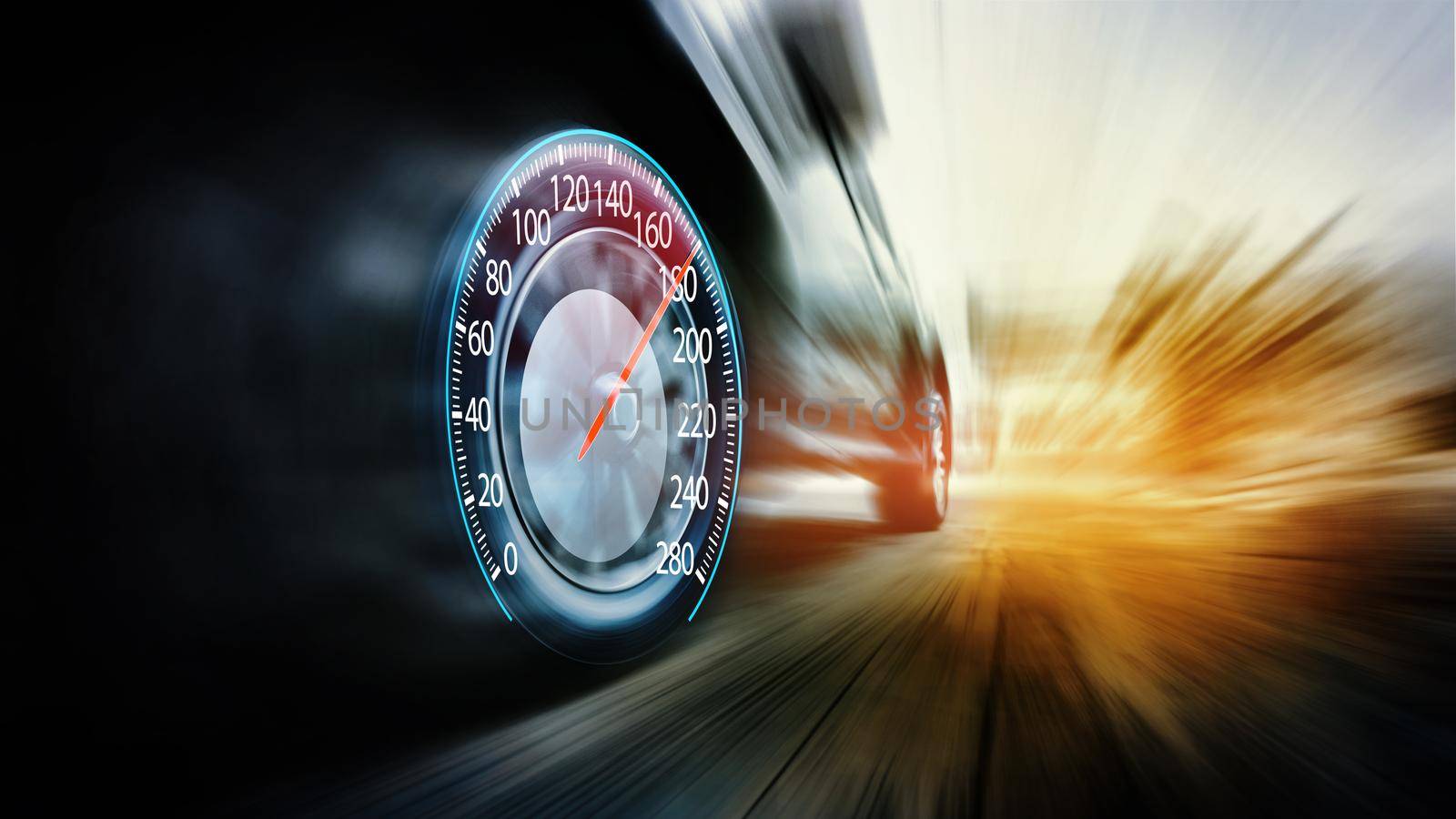 Speeding car with speedometer by Wasant