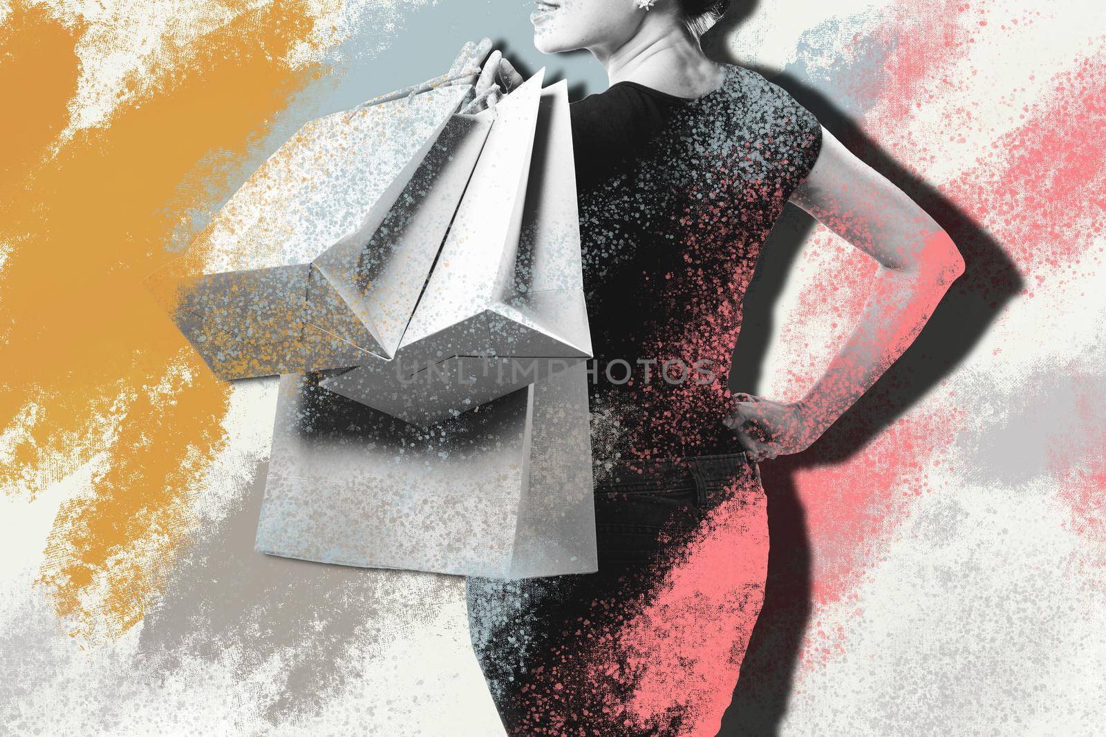Woman shopping on art by Wasant
