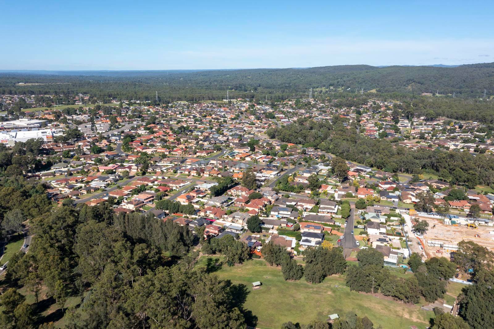 Aerial view of the suburb of Glenmore Park in greater Sydney in Australia by WittkePhotos