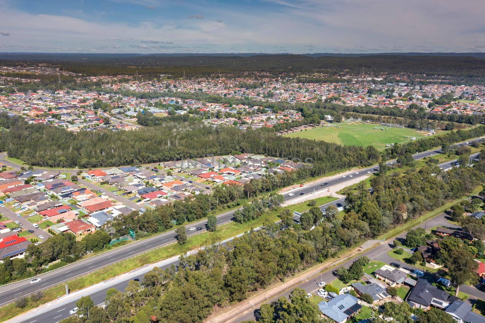 Aerial view of the suburb of South Penrith in greater Sydney in Australia by WittkePhotos