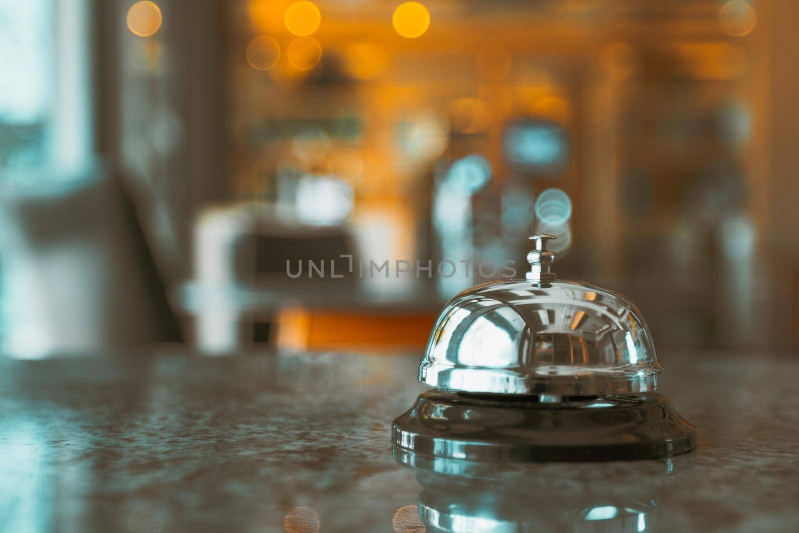 Bell service on counter information, Bell call for service with bokeh background