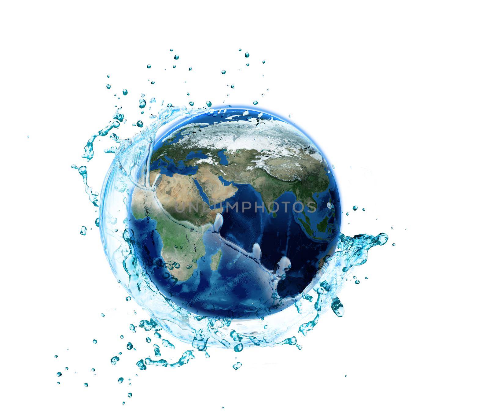 Water splash with earth planet by Wasant